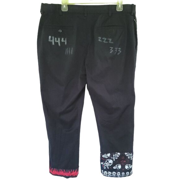 Crust Punk Perry Ellis Custom Pants Sz 36x29 Goth Metal Moto Rock Hiphop Grunge - Picture 2 of 16